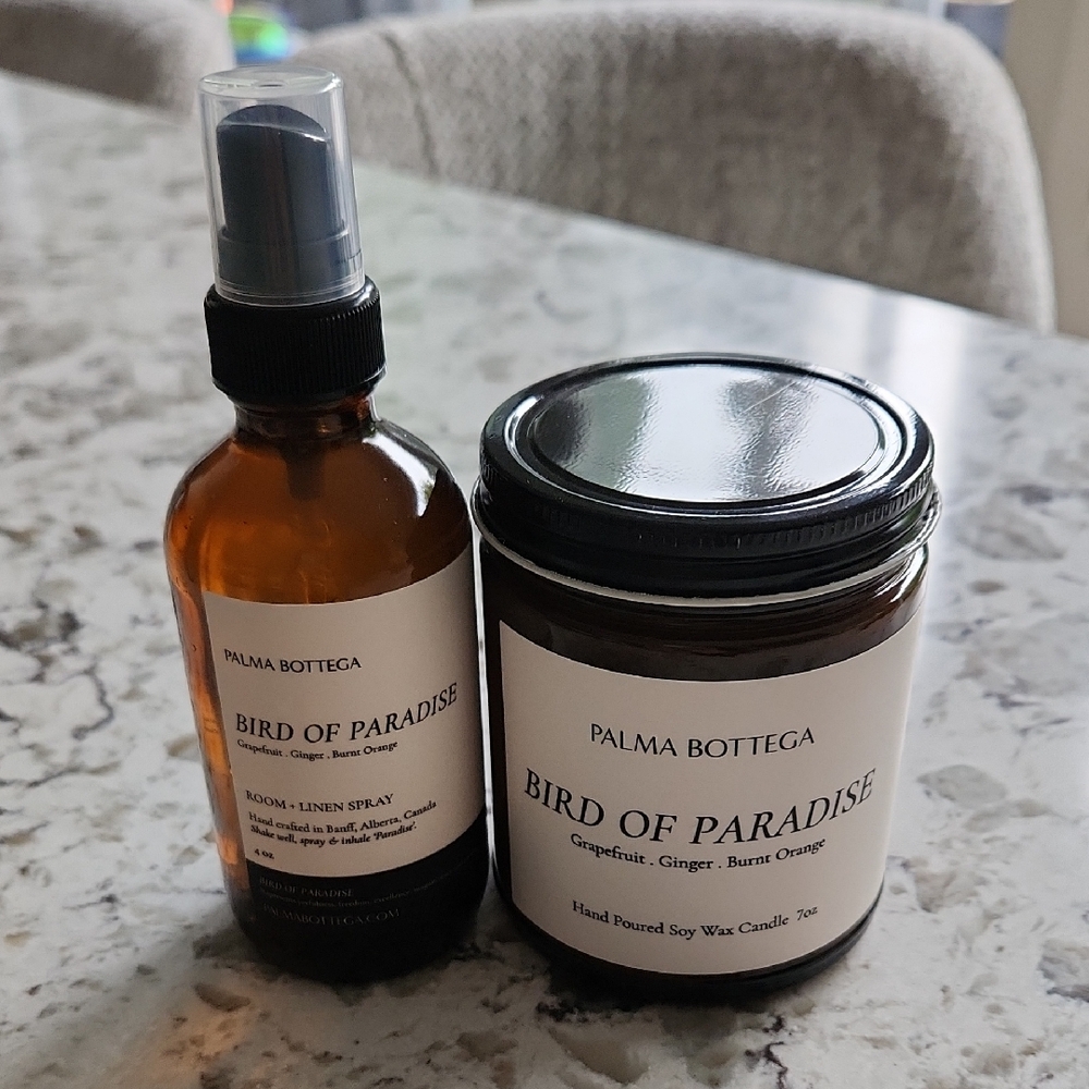 Palma Bottega NWT Bird Of Paradise Room/Linen Spray + Hand Poured Soy Wax Candle